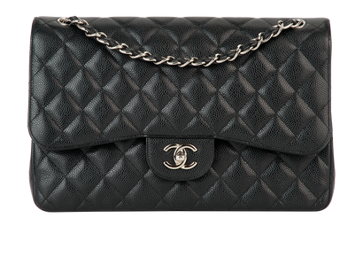 Jumbo Double Classic Flap, &pound;5,100, Handbags, Black, Caviar Leather, Front view